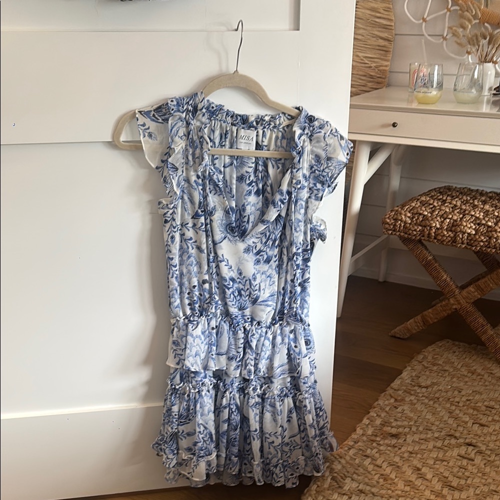 Misa Los Angeles Blue and White Floral Mini Dress